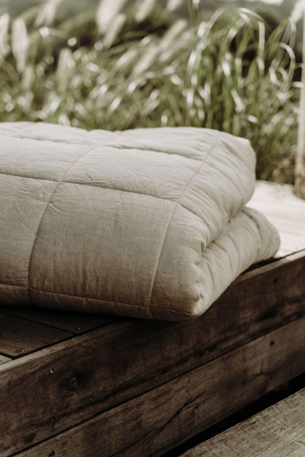 “Sable” Linen Quilted Coverlet