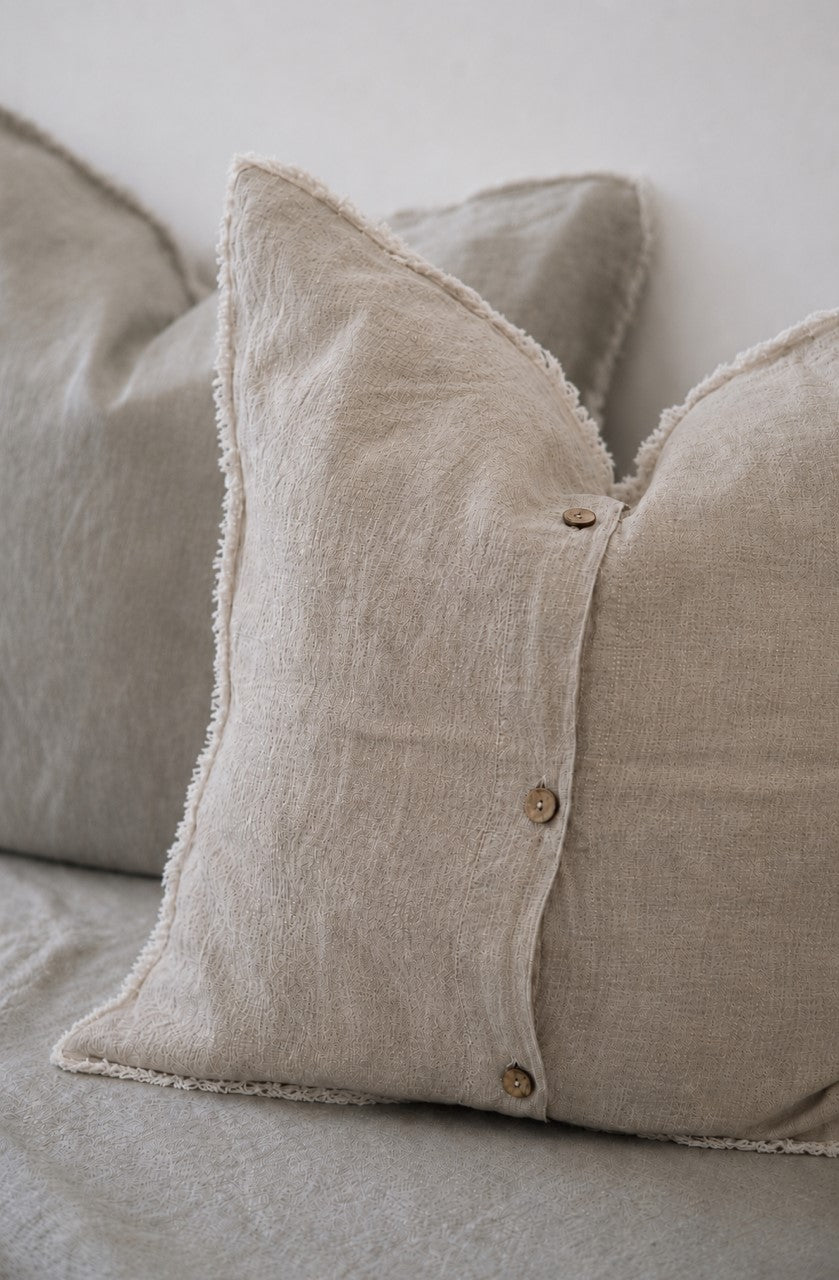 “Sable” Frayed Linen European Pillowcases