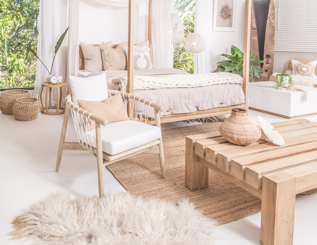 Strand Four Poster Bed | Natural