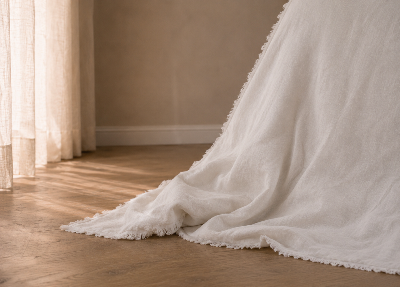 “Whistler” Frayed Linen Duvet Cover