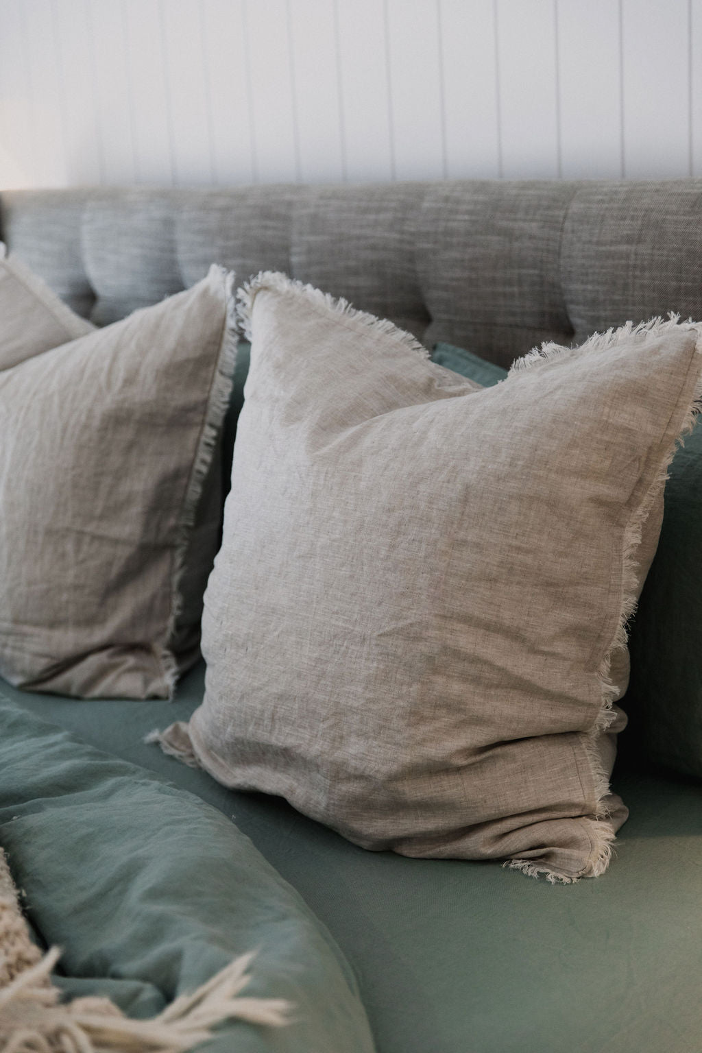 “Sable” Frayed Linen European Pillowcases