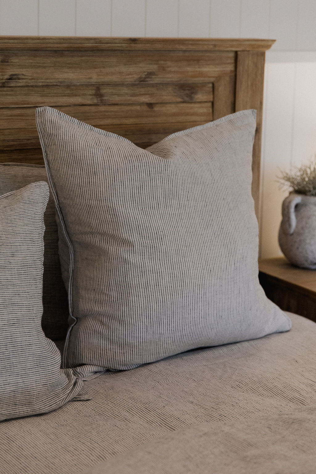 "Ink" Pinstripe Linen European Pillowcases