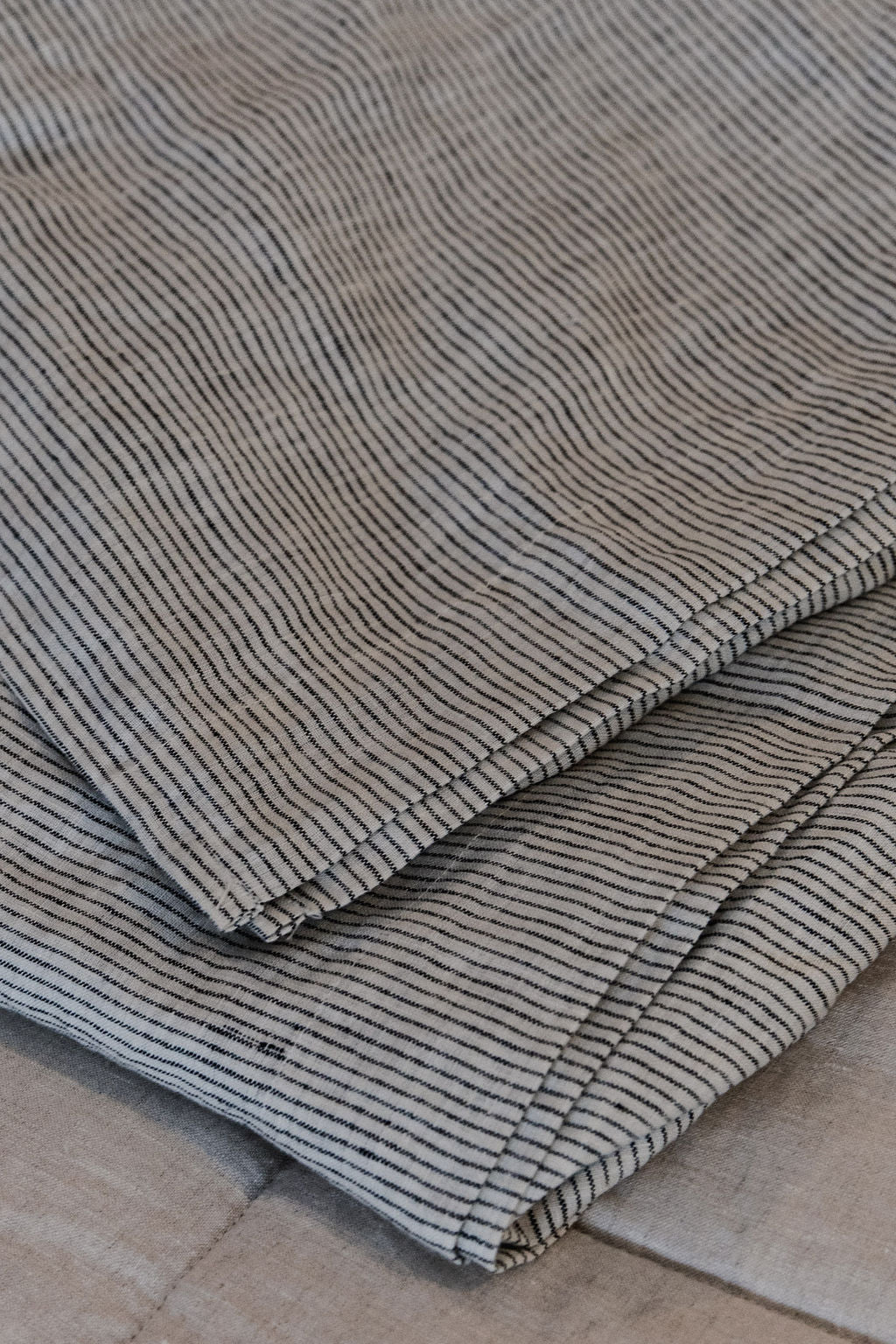 "Ink" Pinstripe Linen Flat Sheet