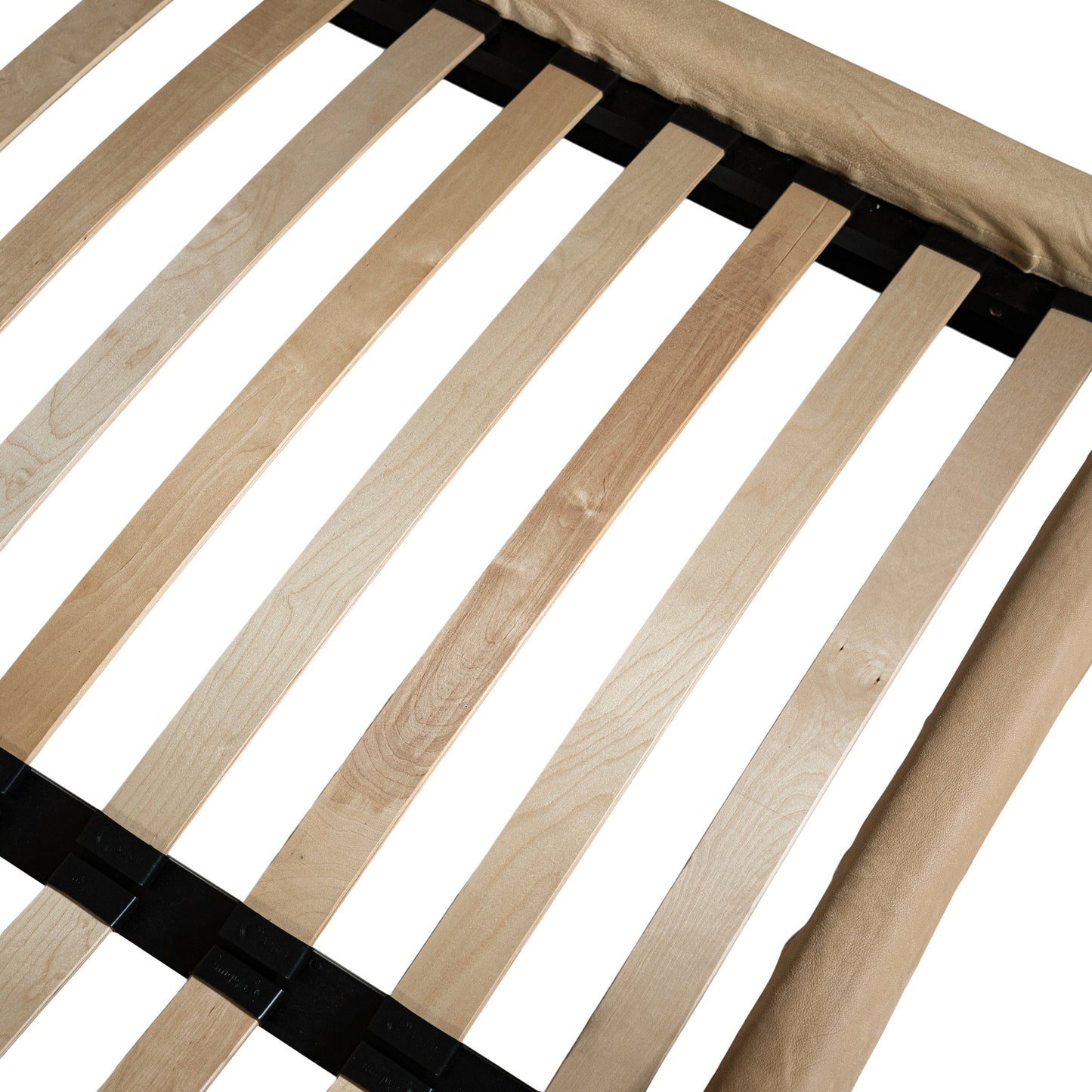 Uniqwa Collections Mallorca Bed in Cashew colour, with a plush upholstered frame and oversized padded headboard in soft, textured fabric for a relaxed resort-style aesthetic.