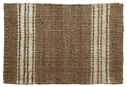Terra Column Handwoven Jute Entrance Mat in Natural/White