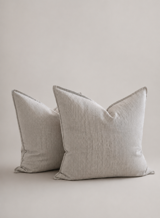 "Ink" Pinstripe Linen European Pillowcases