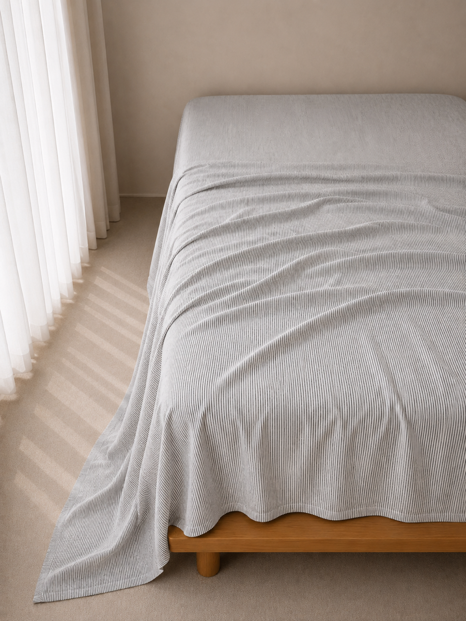 "Ink" Pinstripe Linen Flat Sheet