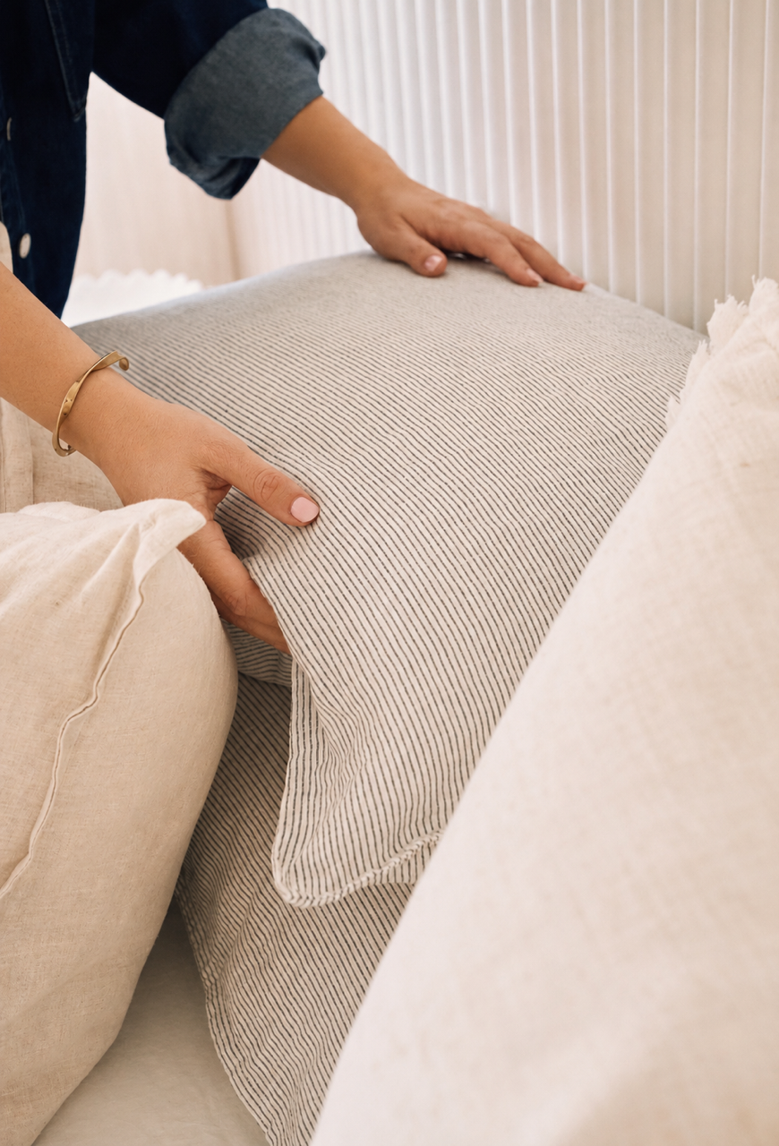 "Ink" Pinstripe Linen Pillowcases
