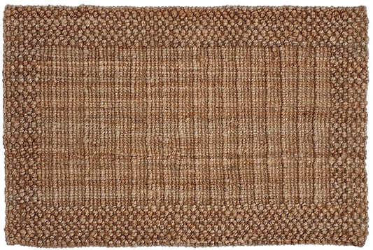 Loop Border Handwoven Jute Doormat in Natural/Gold