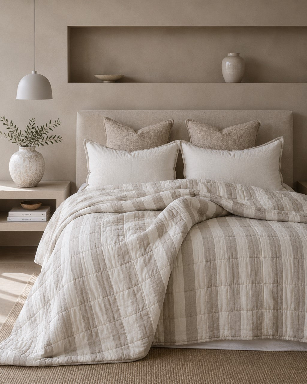 "Noemi" Linen Quilted Coverlet