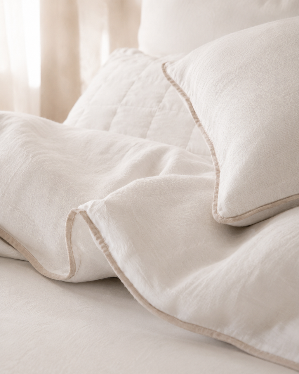 "Pipi" Piped Linen Duvet Cover
