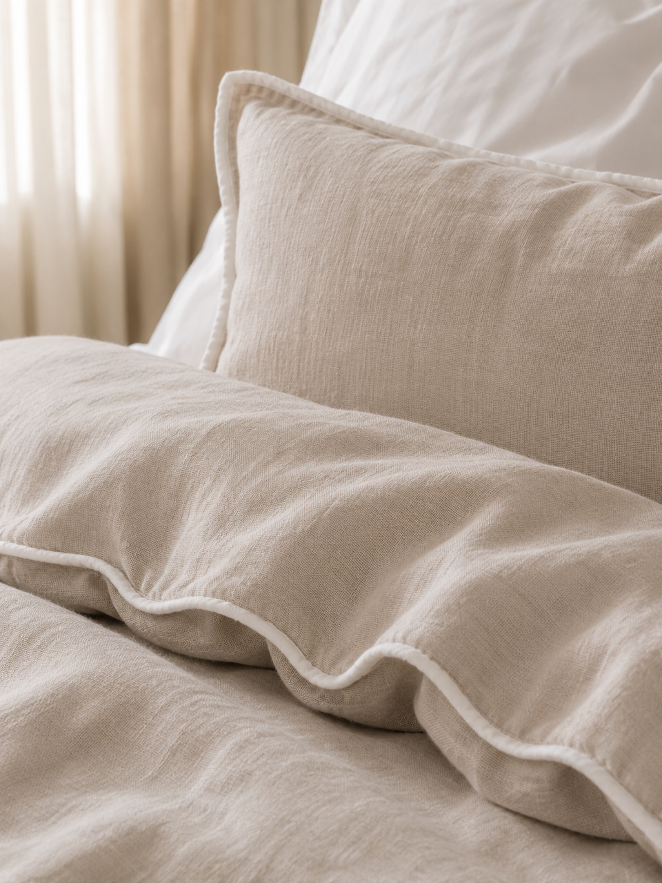 "Rowie" Piped Linen Duvet Cover