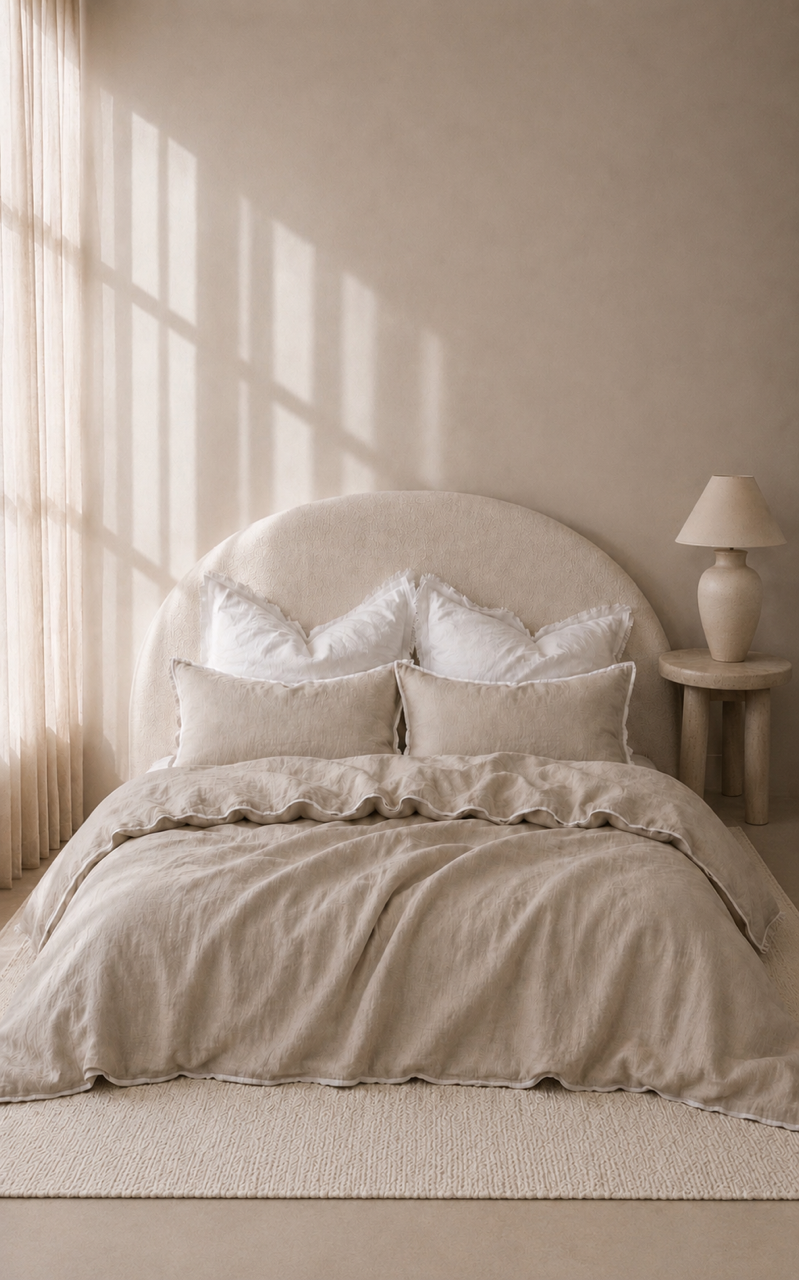 "Rowie" Piped Linen Duvet Cover