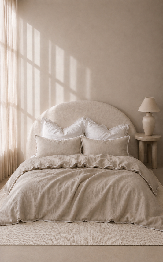 "Rowie" Piped Linen Duvet Cover