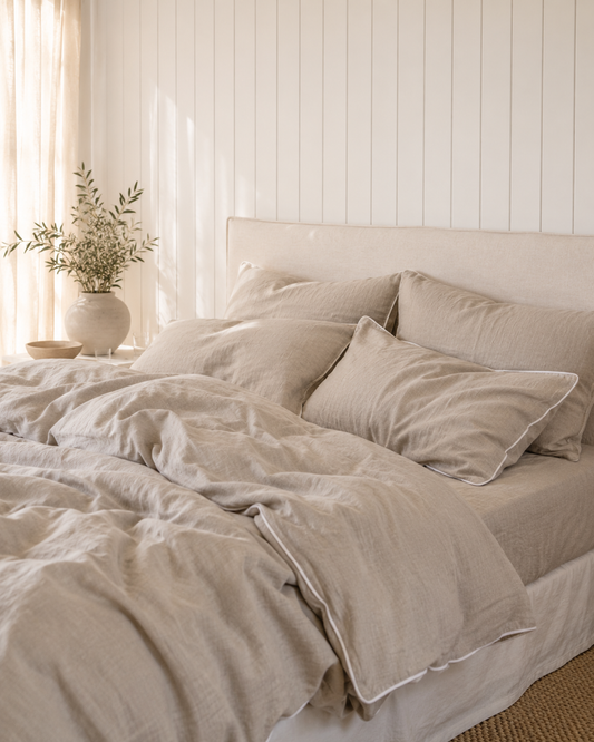 "Rowie" Piped Linen Duvet Cover