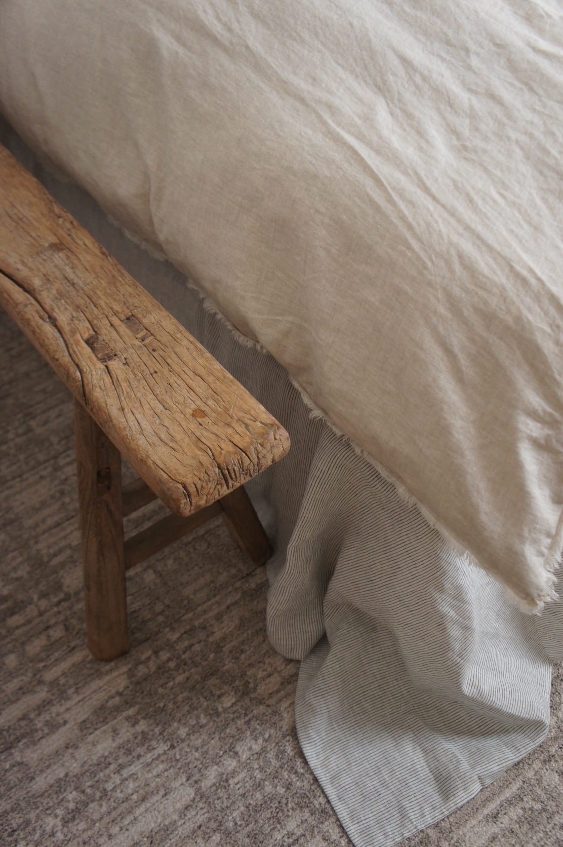“Sable” Frayed Linen Duvet Cover