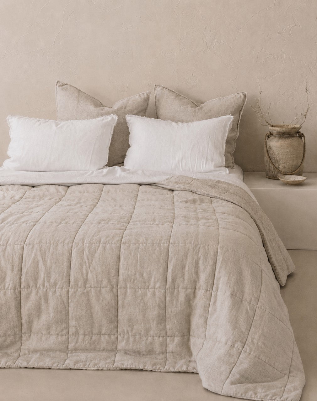 “Sable” Linen Quilted Coverlet