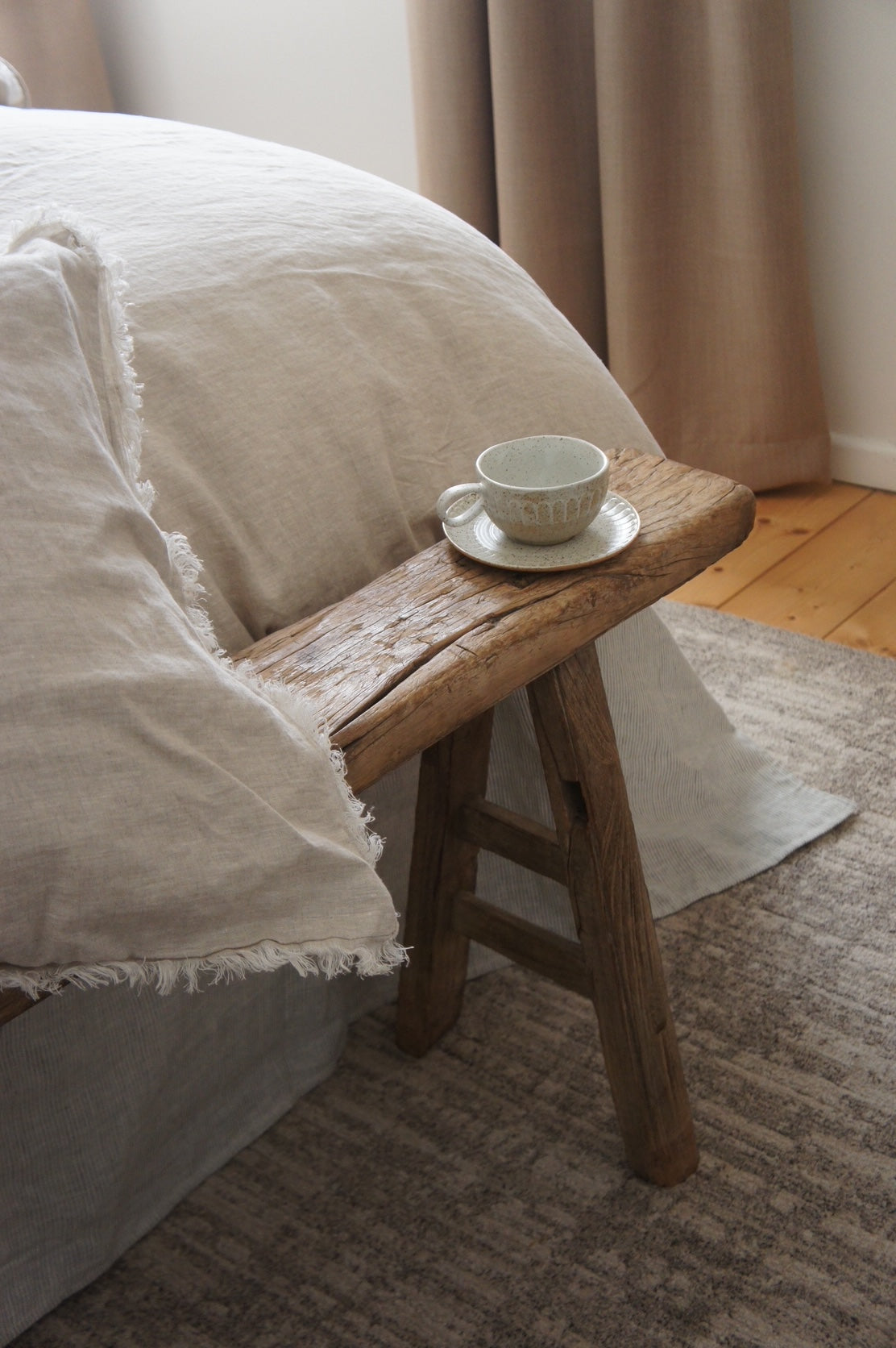 “Sable” Frayed Linen Duvet Cover
