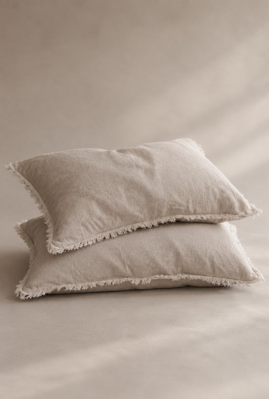 “Sable” Frayed Linen Pillowcases