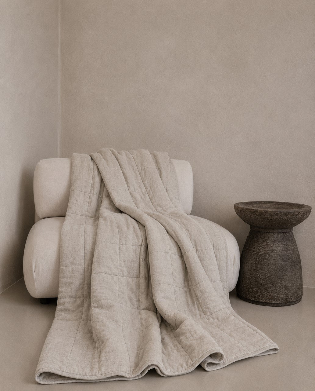 “Sable” Linen Quilted Coverlet