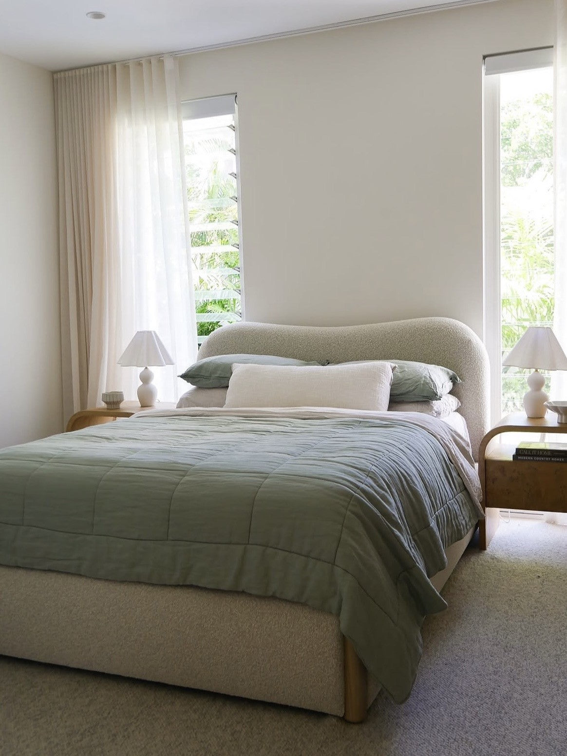 "Sea Mist" Linen Quilted Coverlet