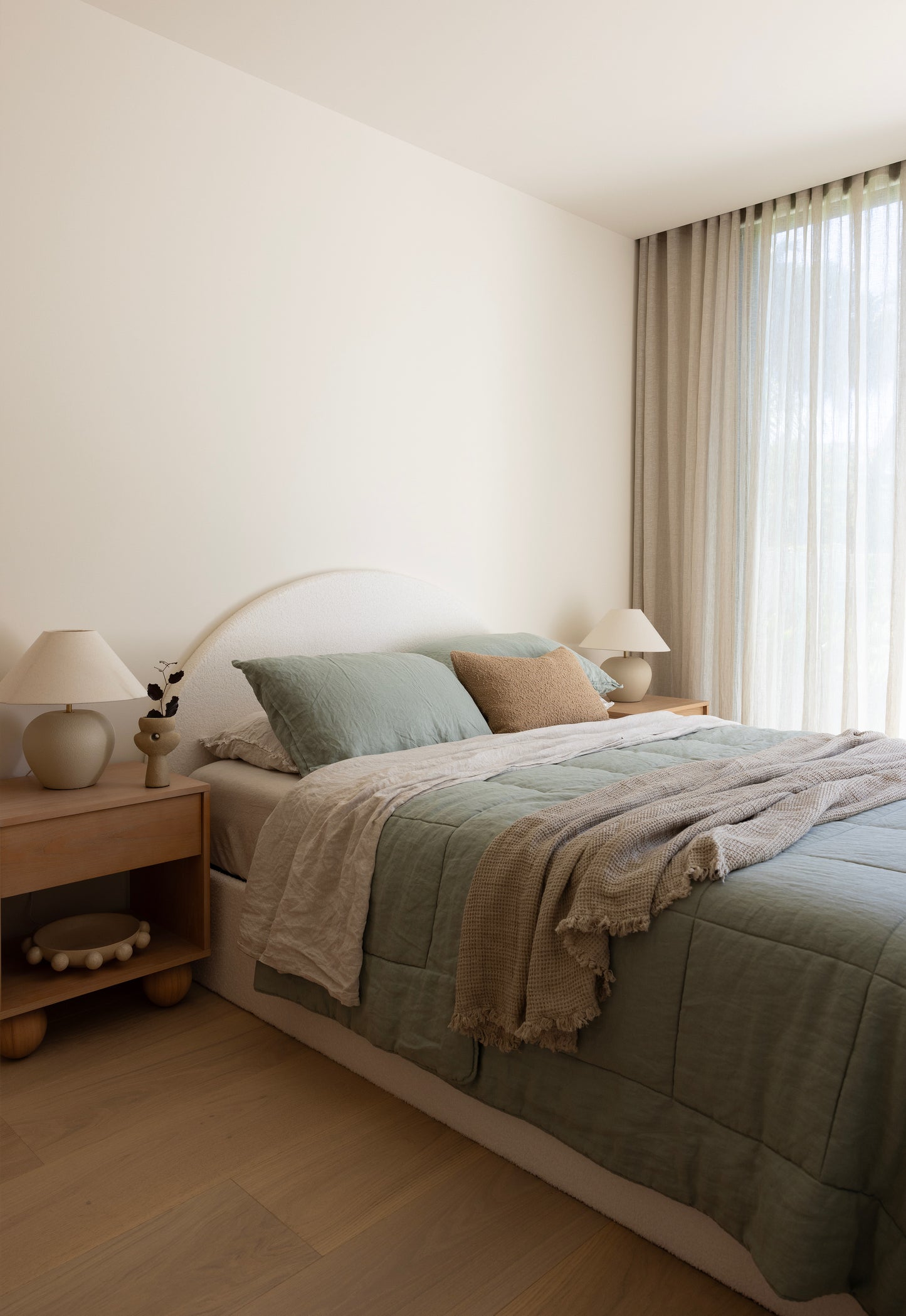 "Sea Mist" Linen Quilted Coverlet