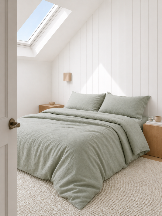 "Sea Mist" Linen Duvet Cover