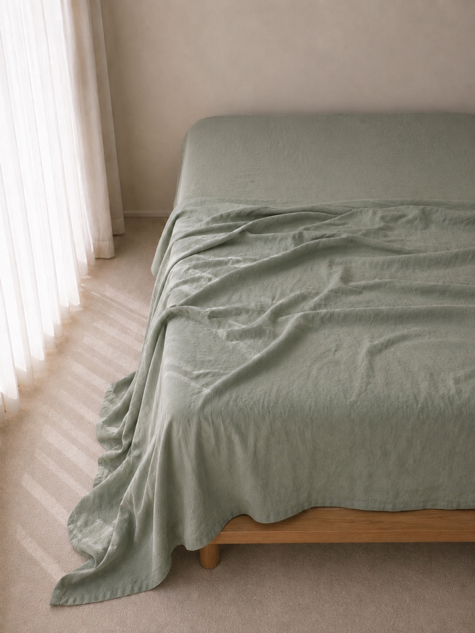 "Sea Mist" Linen Flat Sheet