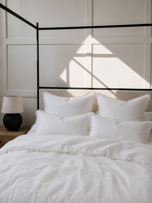 “Whistler” Frayed Linen Duvet Cover