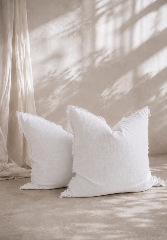 “Whistler” Frayed Linen European Pillowcases