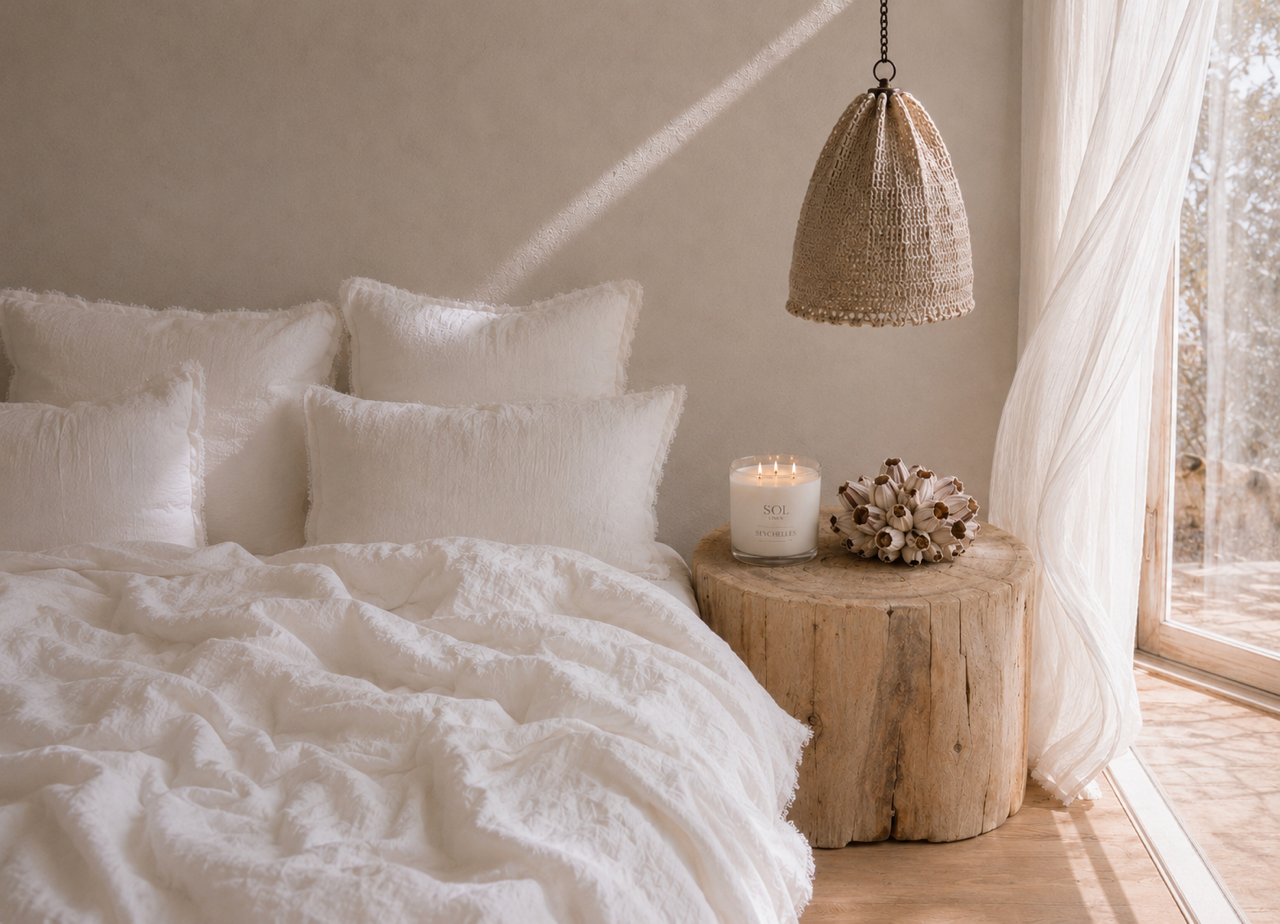 “Whistler” Frayed Linen Duvet Cover