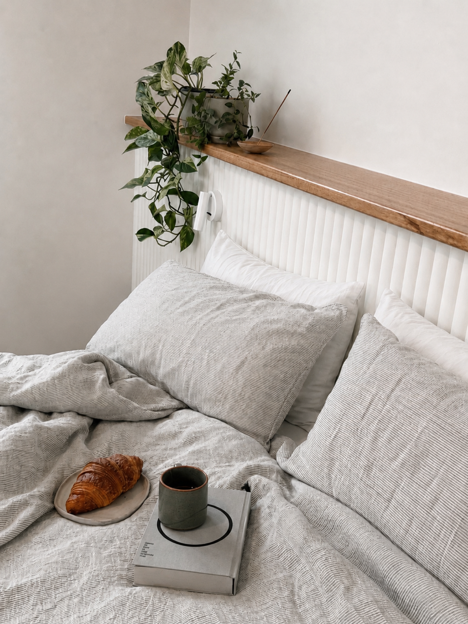 "Ink" Pinstripe Linen Duvet Cover
