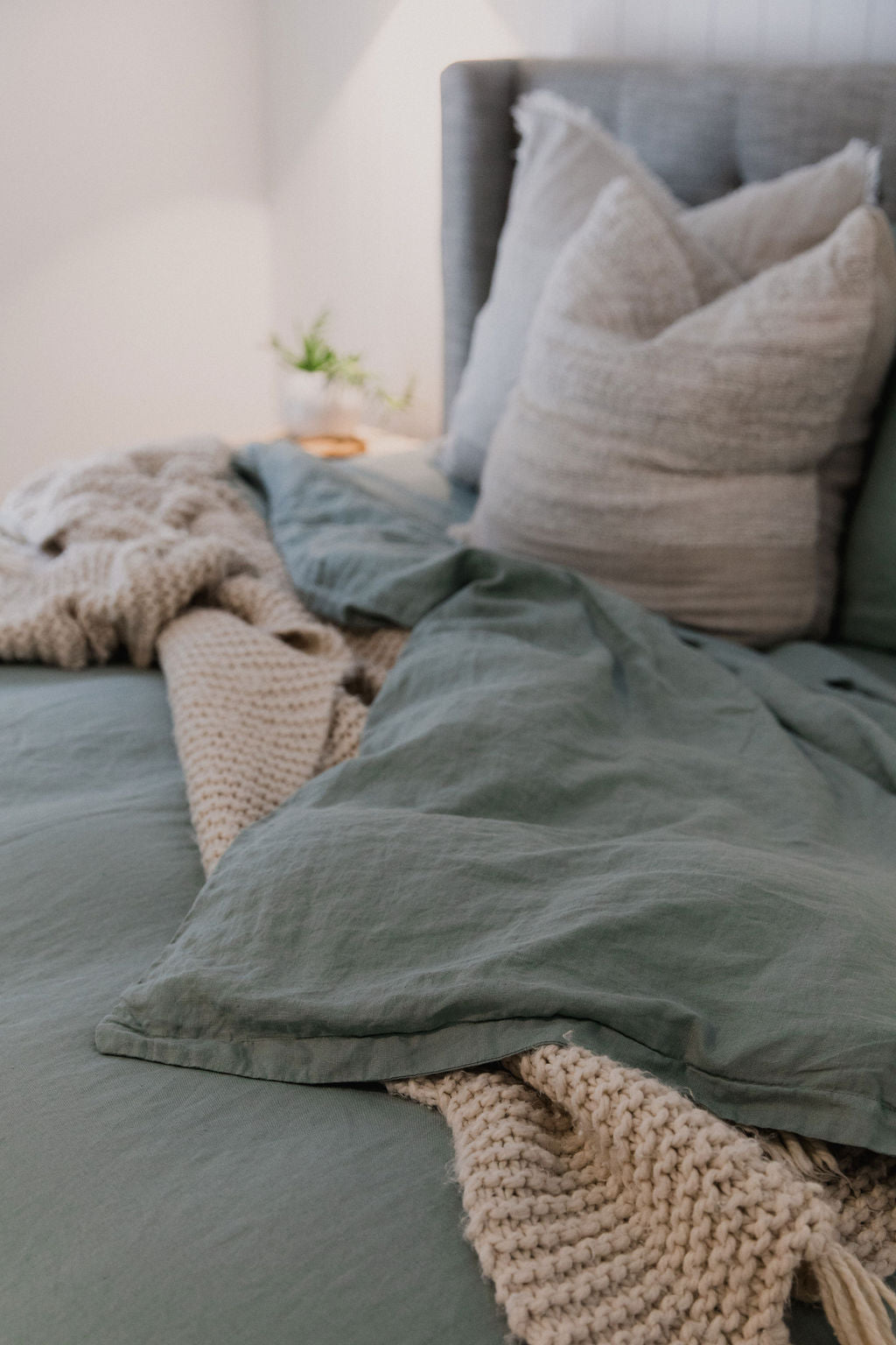 "Sea Mist" Linen Duvet Cover